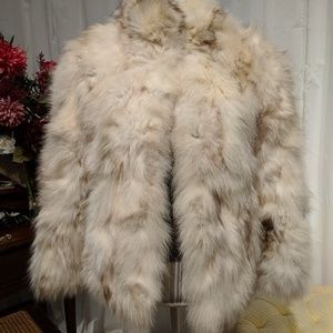 Vintage Blue Fox Fur Coat silk lining